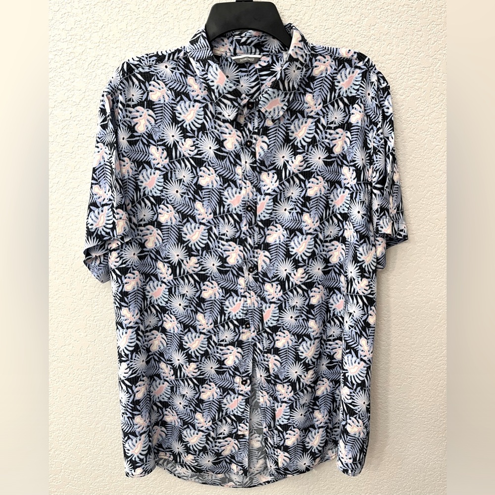DepartWest Men’s Tropical Short-Sleeve Button Down Shirt Size XL